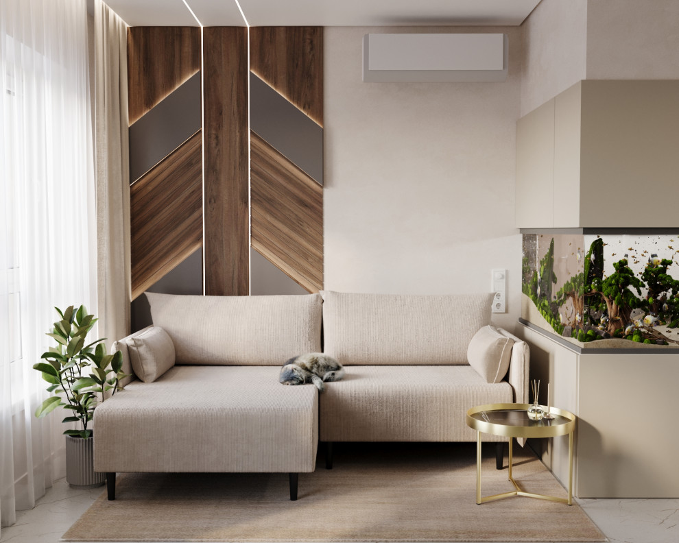 Дизайн проект 3х комнатной квартиры с большой кухней-гостиной