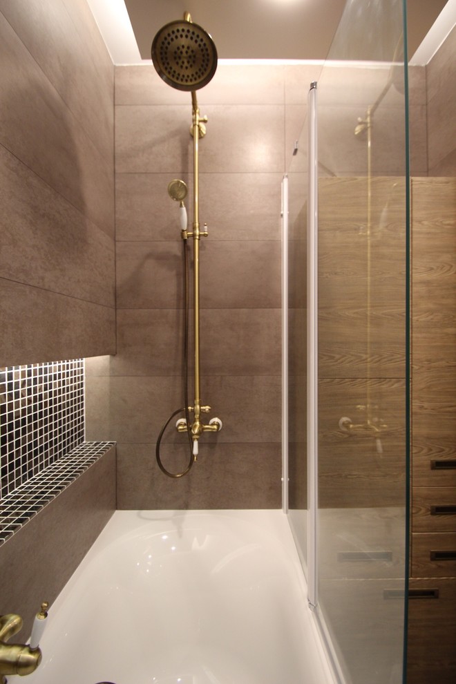 Санузел. Дизайн-проект и готовый результат.