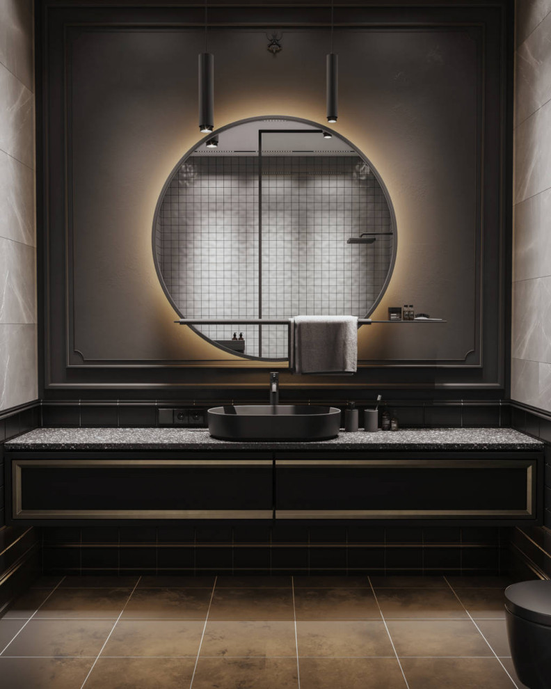 Black interior for a bachelor in St. Petersburg, 75m2