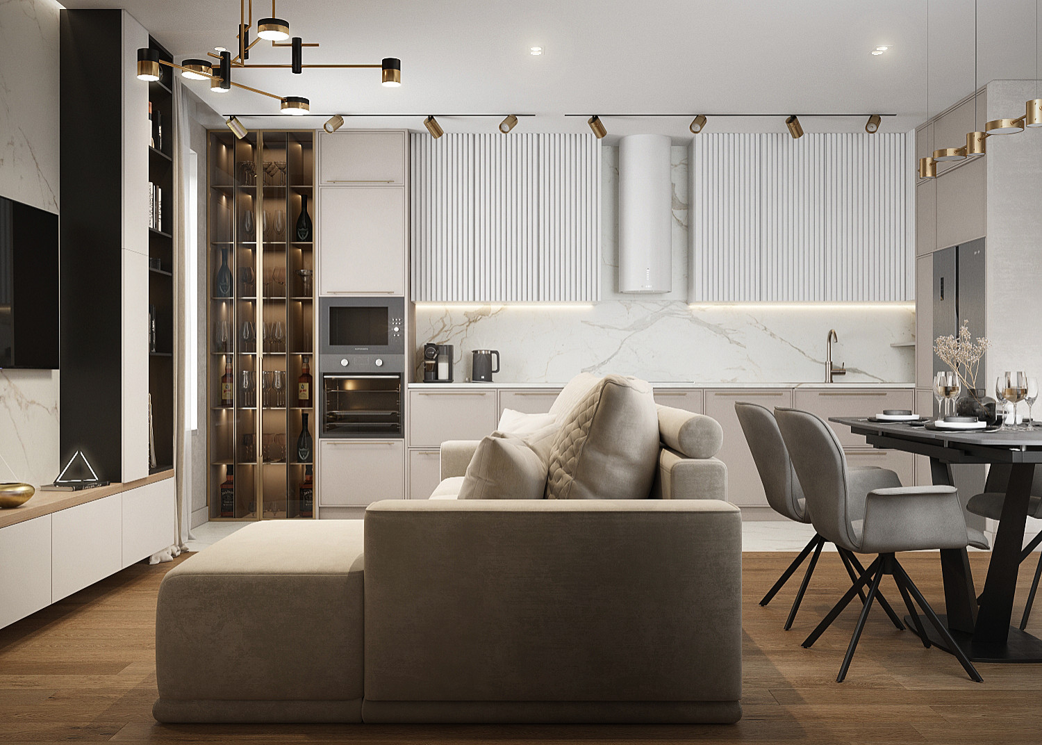 Элегантная современная трехкомнатная квартира