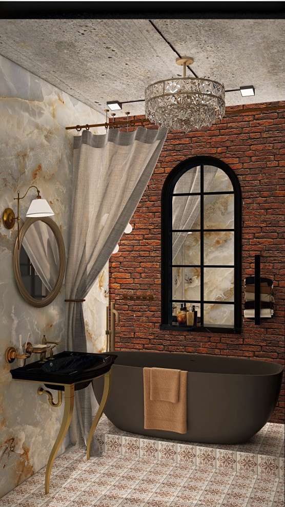 Кухня и ванная в силе ретро в трехкомнатной квартире старого фонда