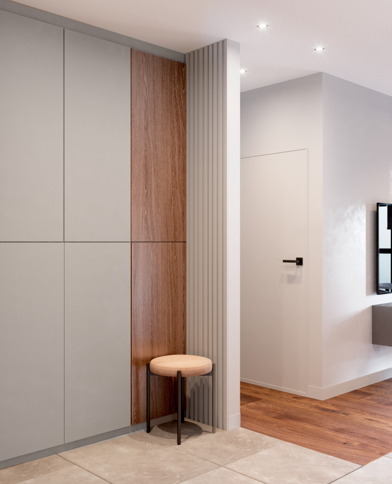 Прихожая в однокомнатной квартире в ЖК "Селигер Сити"