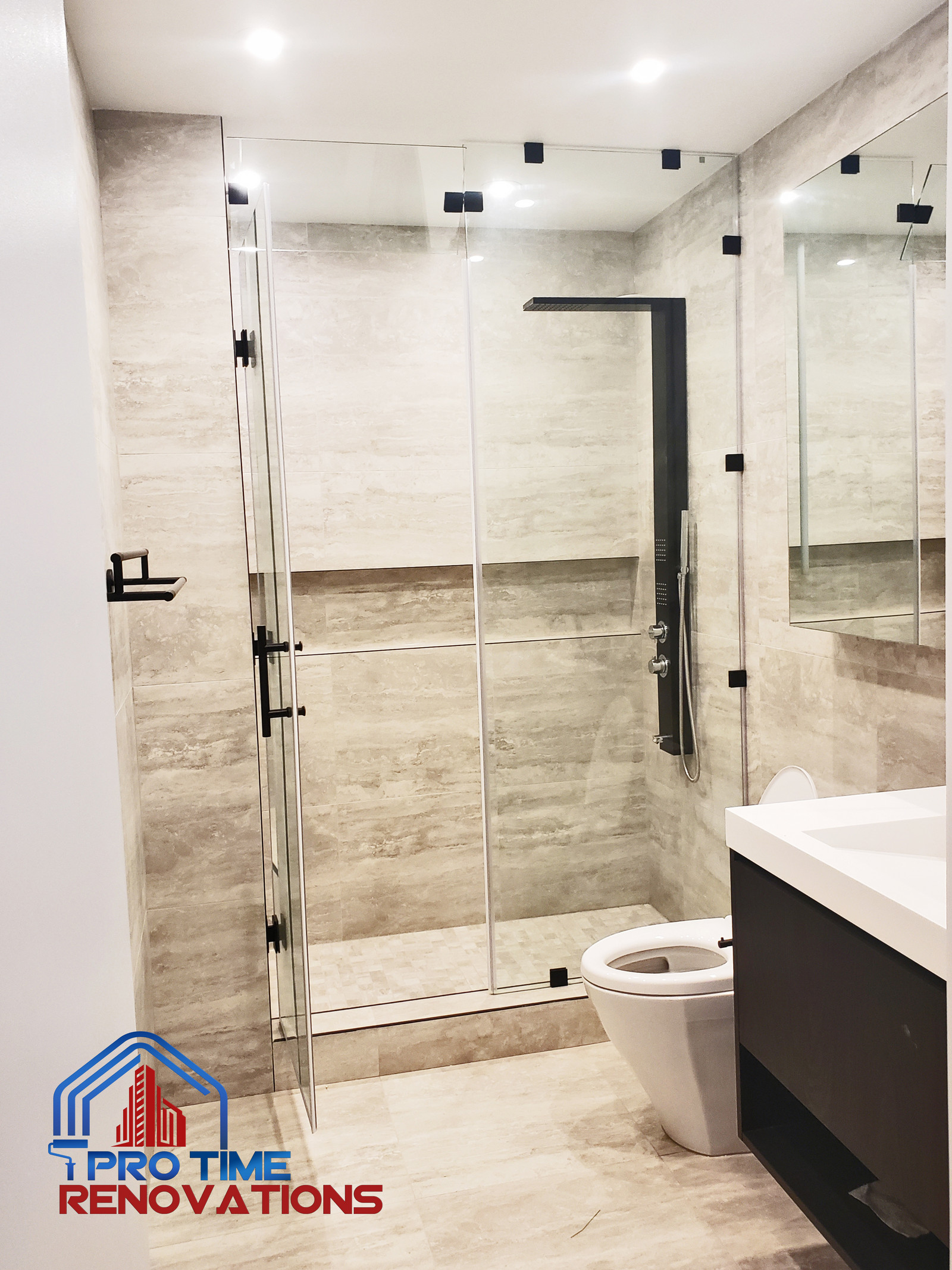 Bathroom vanity, accessories installation.