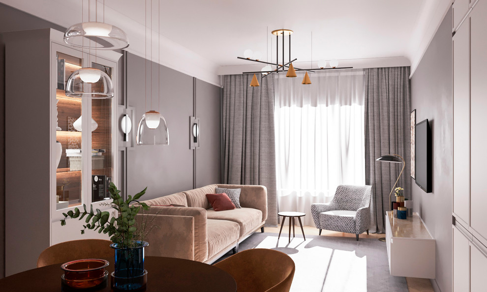 Кухня-гостиная с яркими акцентами