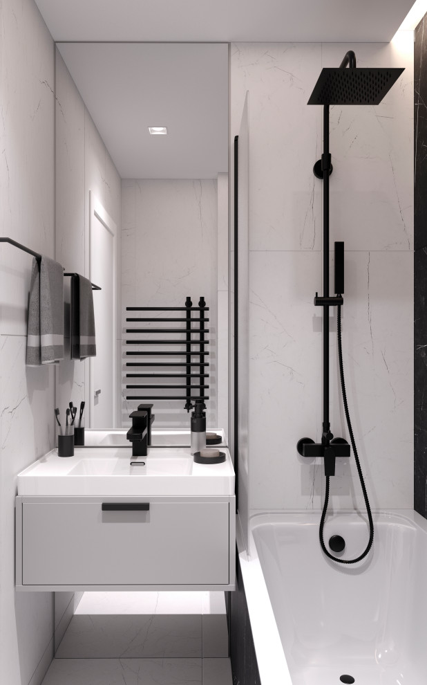 Ванная в черном камне