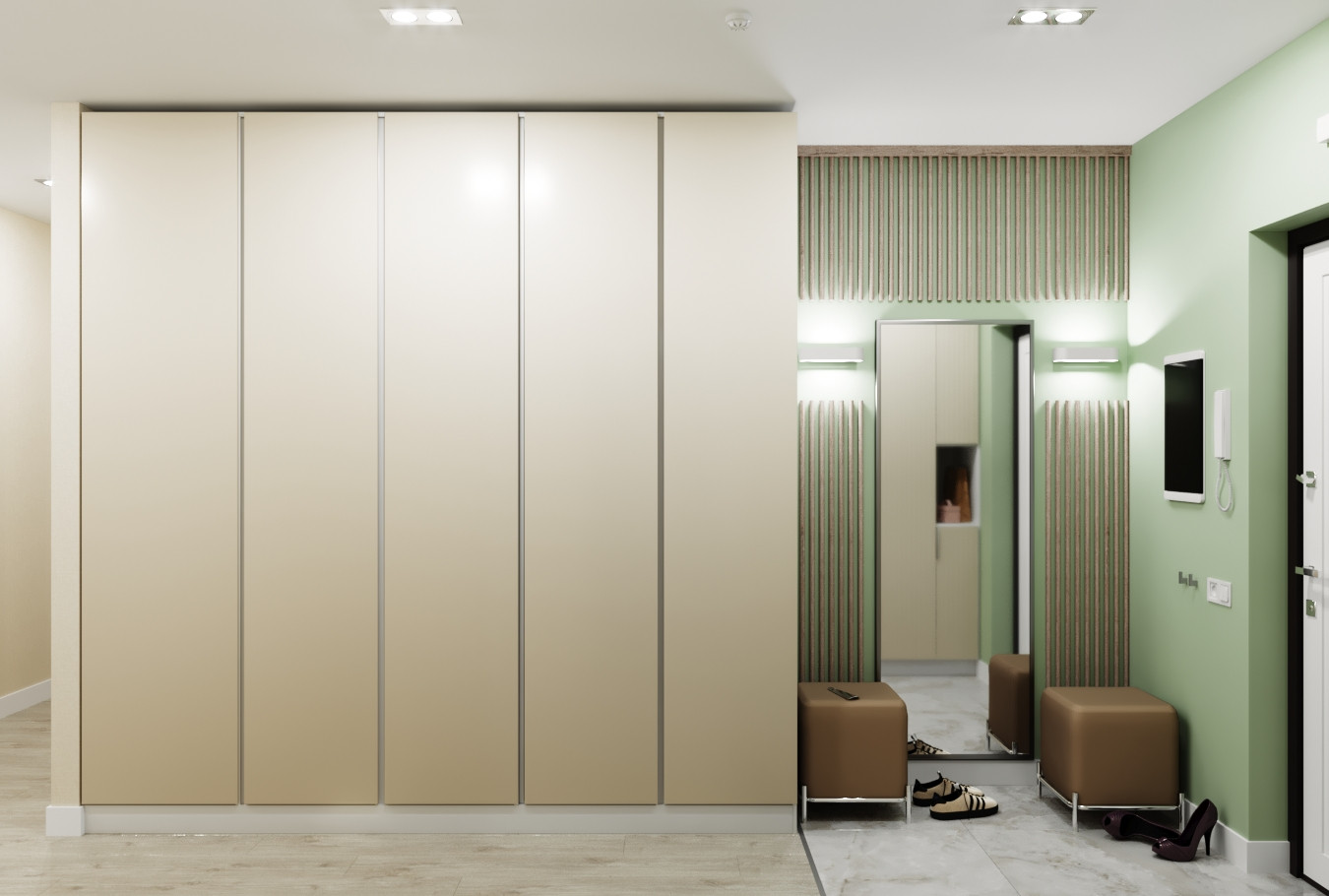 Эко минимализм в трёхкомнатной ЖК Маршал Град