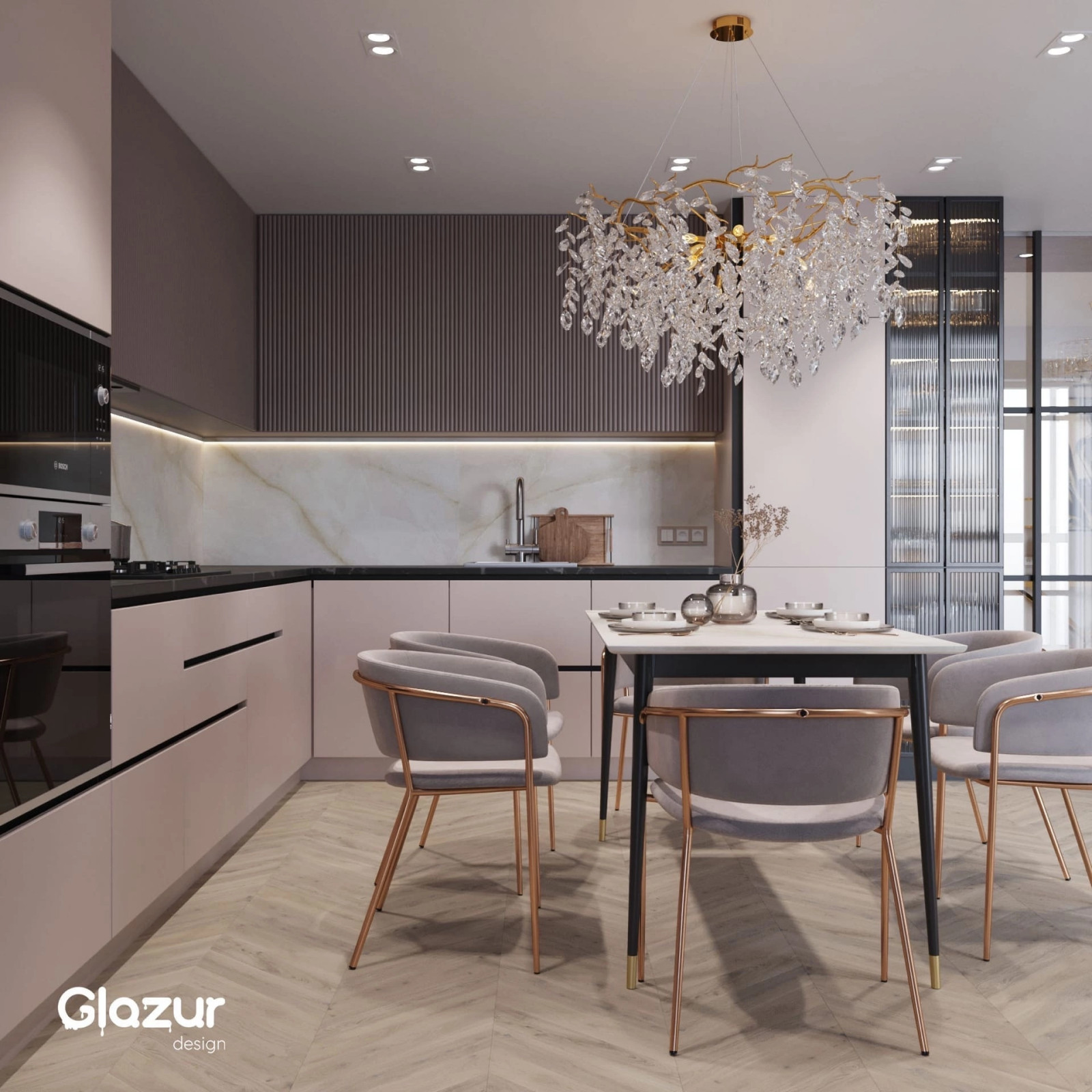 Визуализация квартиры в ЖК «Приоритет»  Часть 2. Кухня-гостиная  Площадь: 34м2