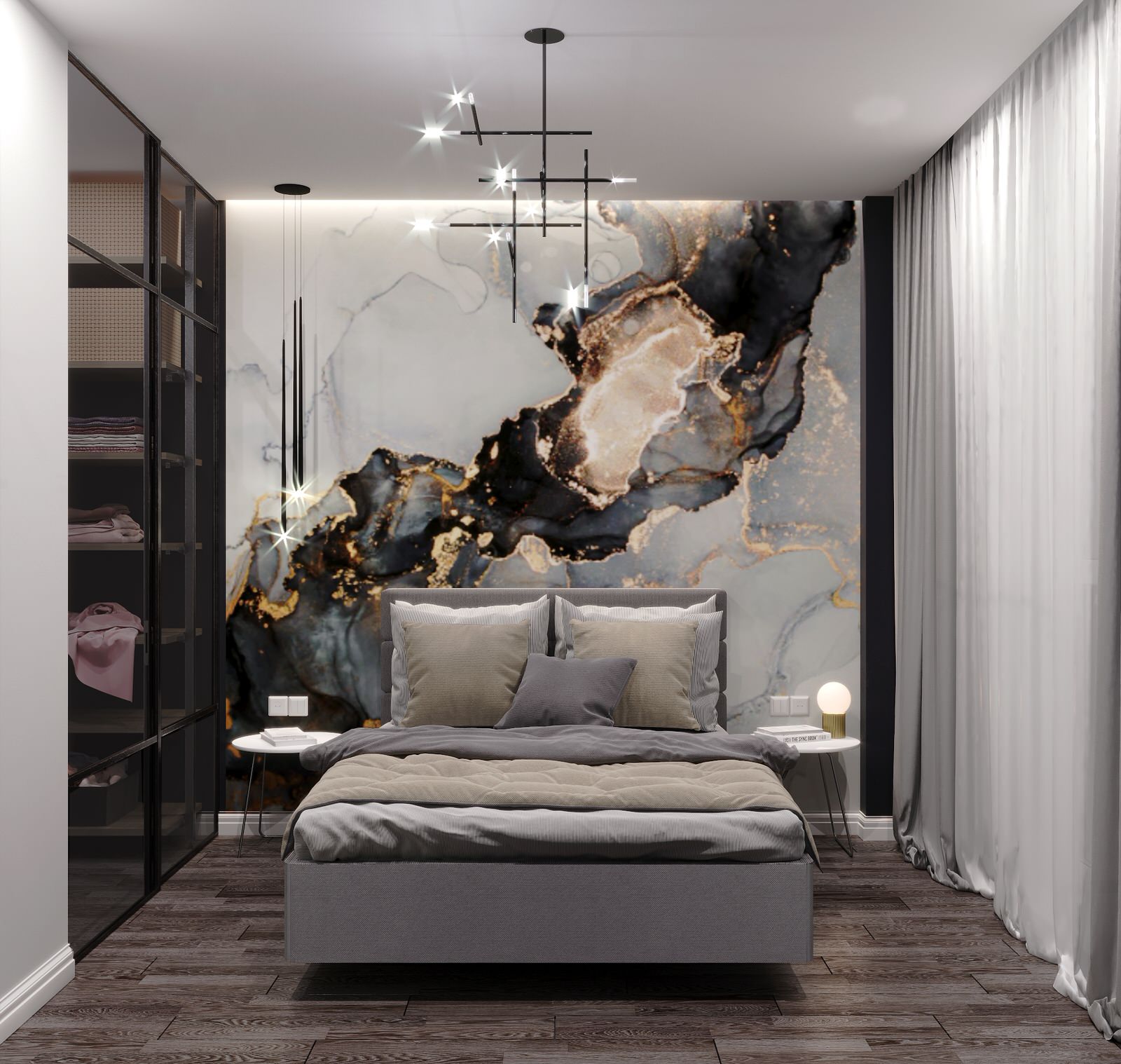 Спальня и гардеробная, 12 кв.м., ЖК Вершина