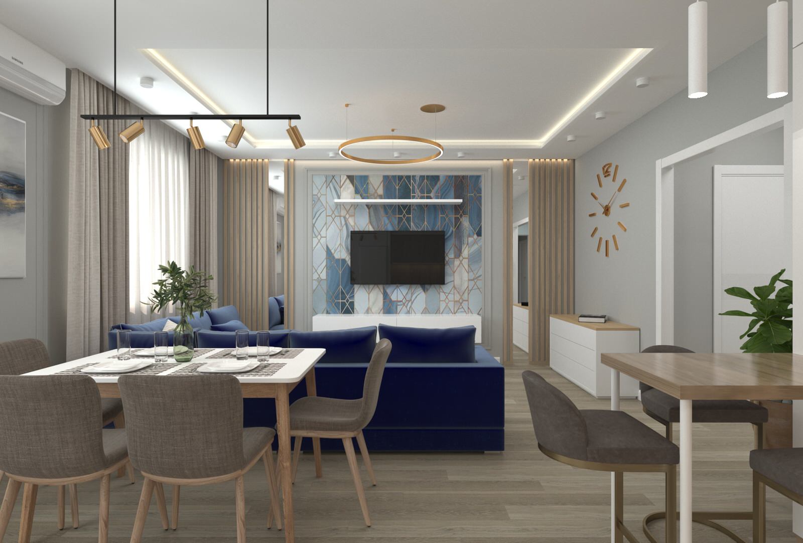 Обложка проекта: Кухня-гостиная в 3-х комнатной квартире