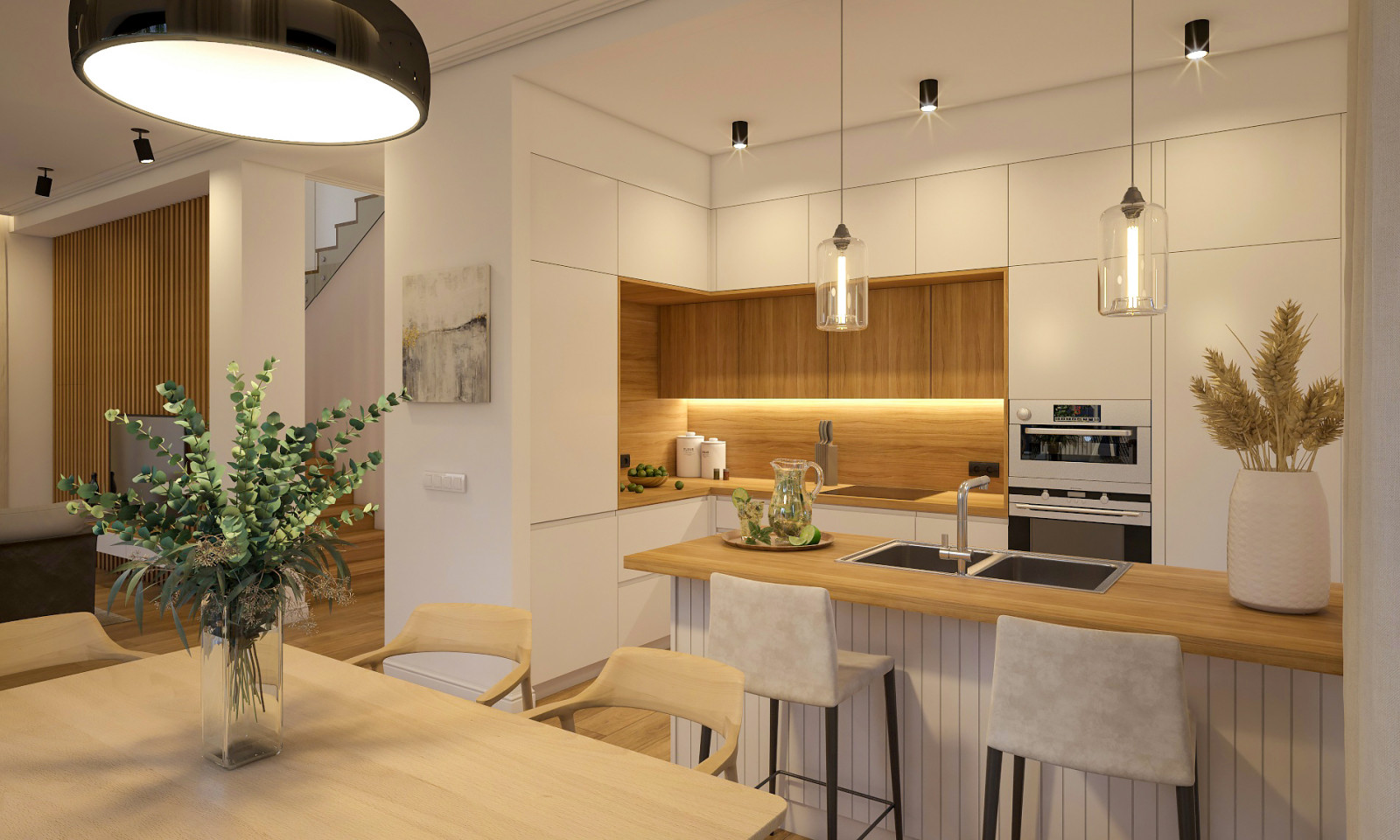 Гостиная и кухня современный минимализм