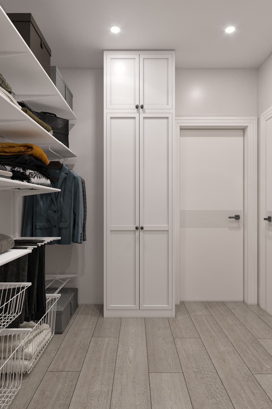 Дизайн квартиры в современном стиле. Цветные акценты и библиотека в 90 м. кв.