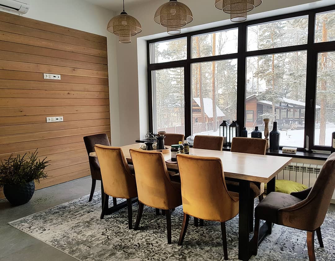 Обеденный стол из слэбов дуба