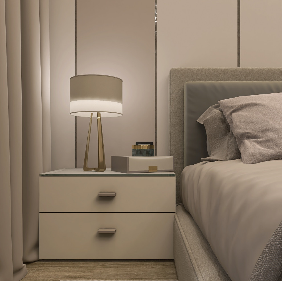 Монохром в двухкомнатной квартире для молодой пары