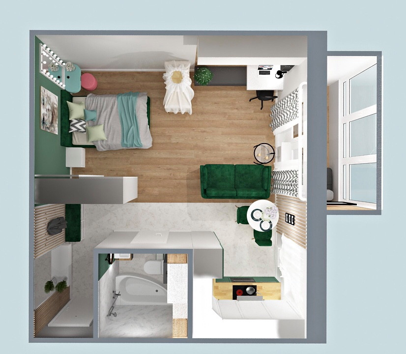 Обложка проекта: Квартира в ЖК Ключ-Камышенское Плато, проект однокомнатной квартиры 33 м2