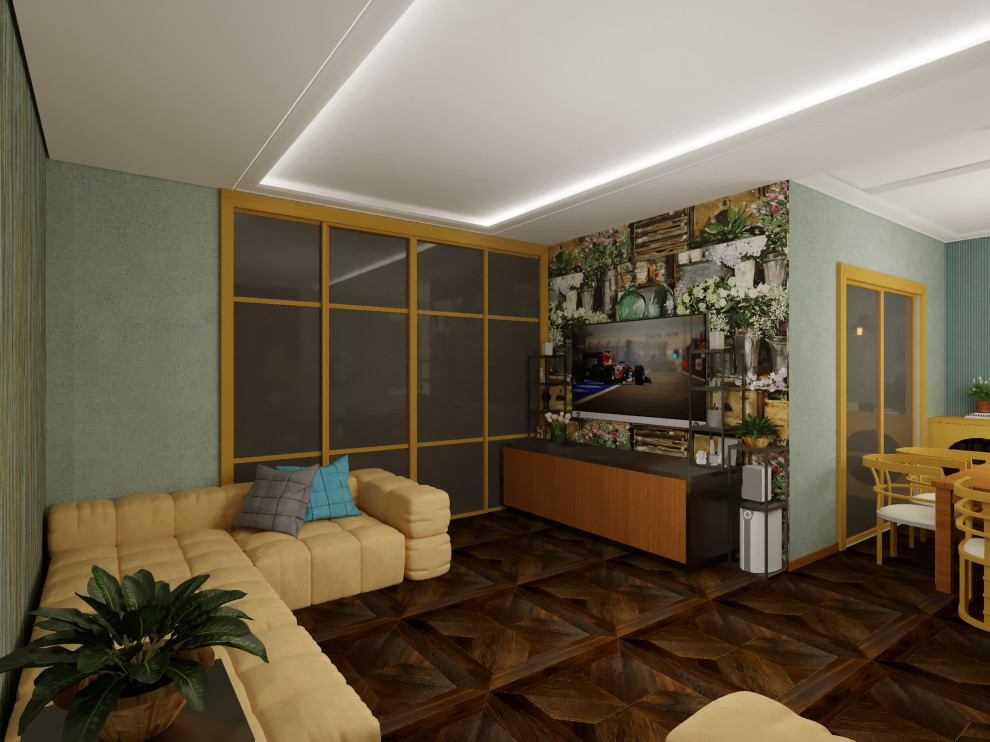 Варианты обоев в гостиной ЖК Каскад.