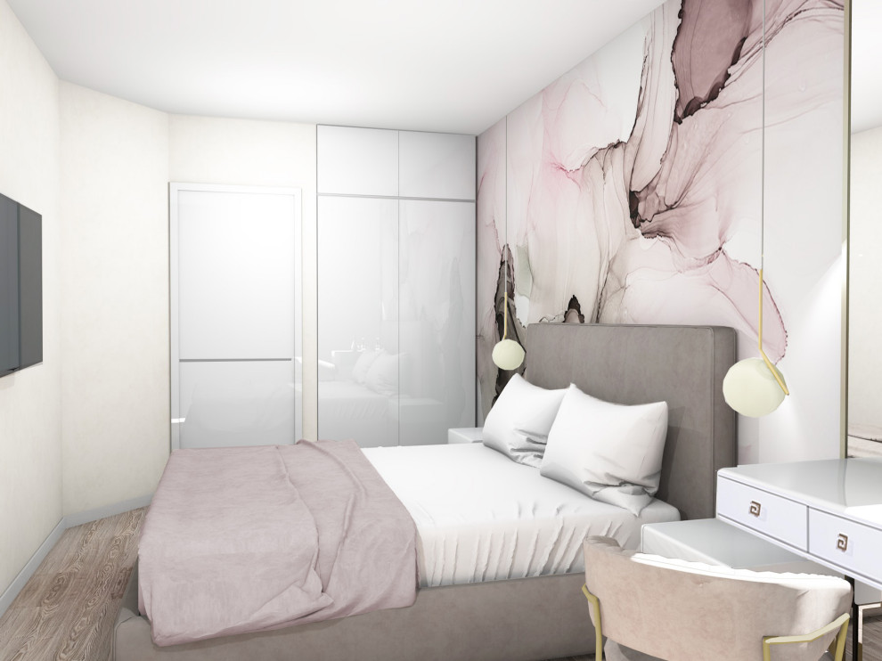 Современная спальня с фреской в стиле флюид Арт