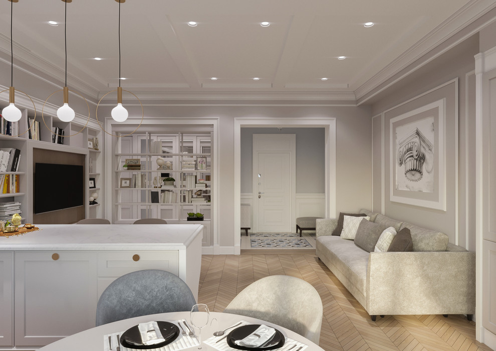 Кухня-гостиная, вид на прихожую, порталы