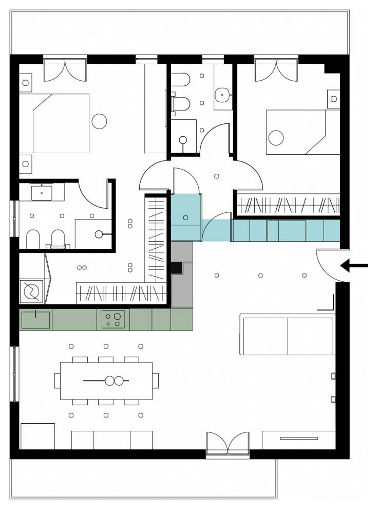 В закладки: 3 проекта со встроенными шкафами «во всю стену»