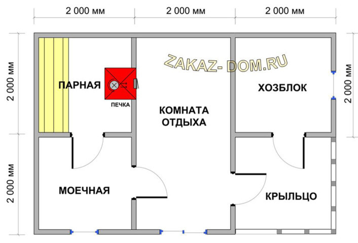 Баня из профилированного бруса (4х6 м) - Проект № Б-23