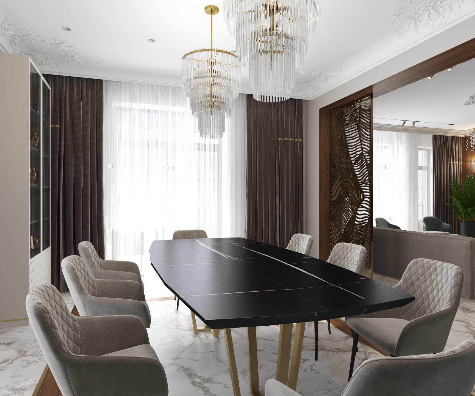 Дизайн-проект  1 этажа в загородном доме