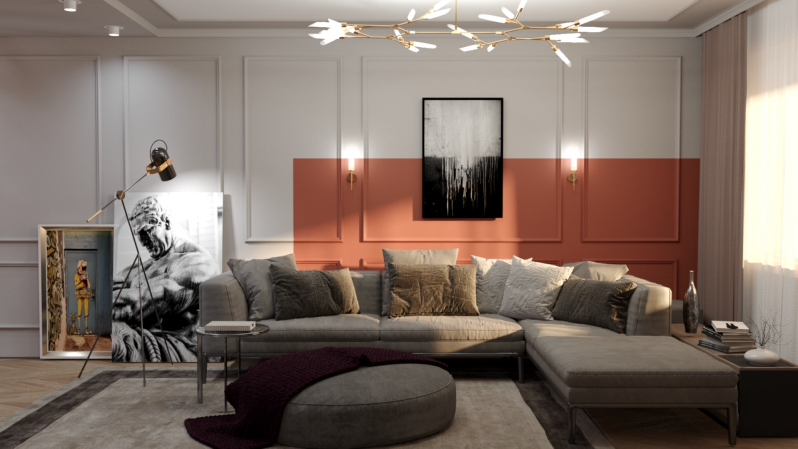 Гнездышко в двух уровнях в стиле неоклассики.