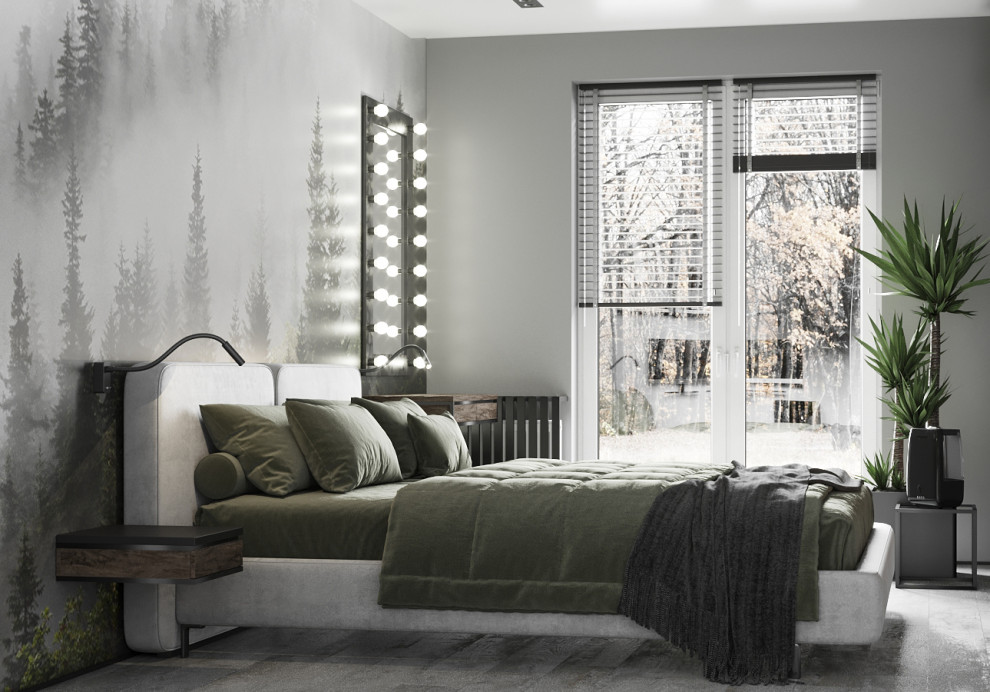 Спальная комната в стиле лофт