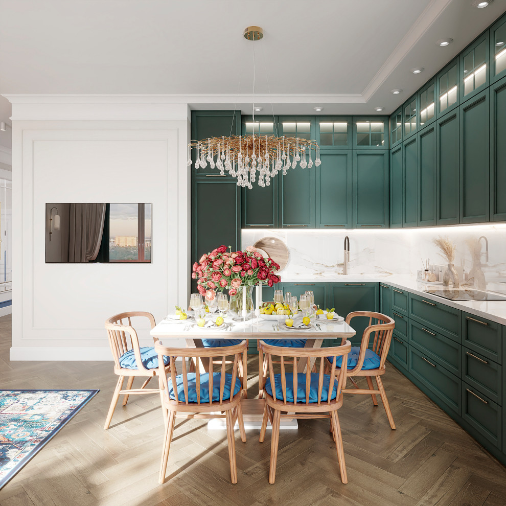 Утонченный проект с использованием разных стилей для семьи с двумя детьми