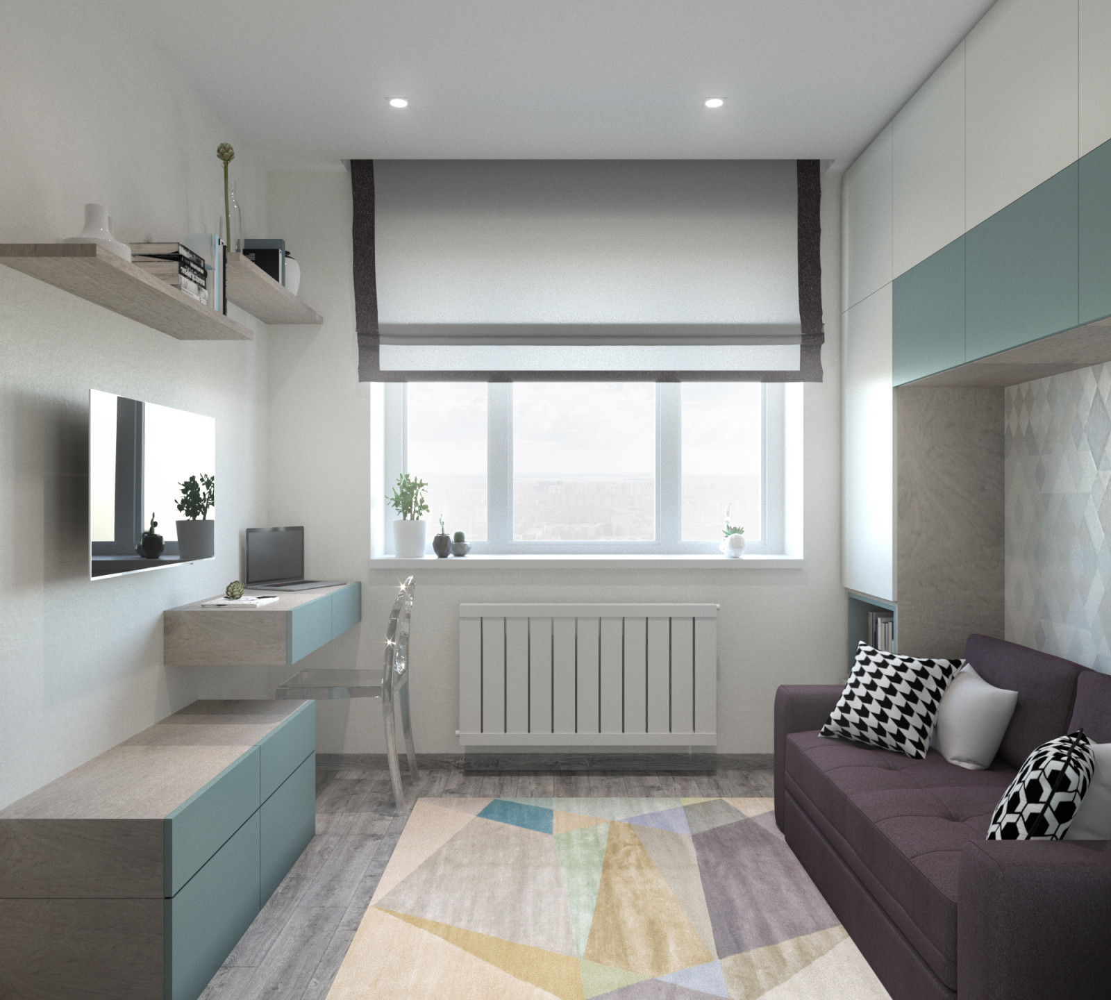 Дизайн-проект. Из 2-шки в 3-шку.  ЖК "Левобережный". Тула. 2018 г.