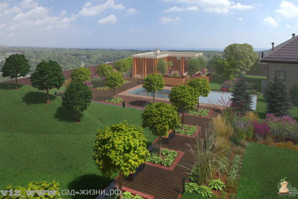 Ландшафтная визуализация дизайна частного участка в п. Белаго Московской области