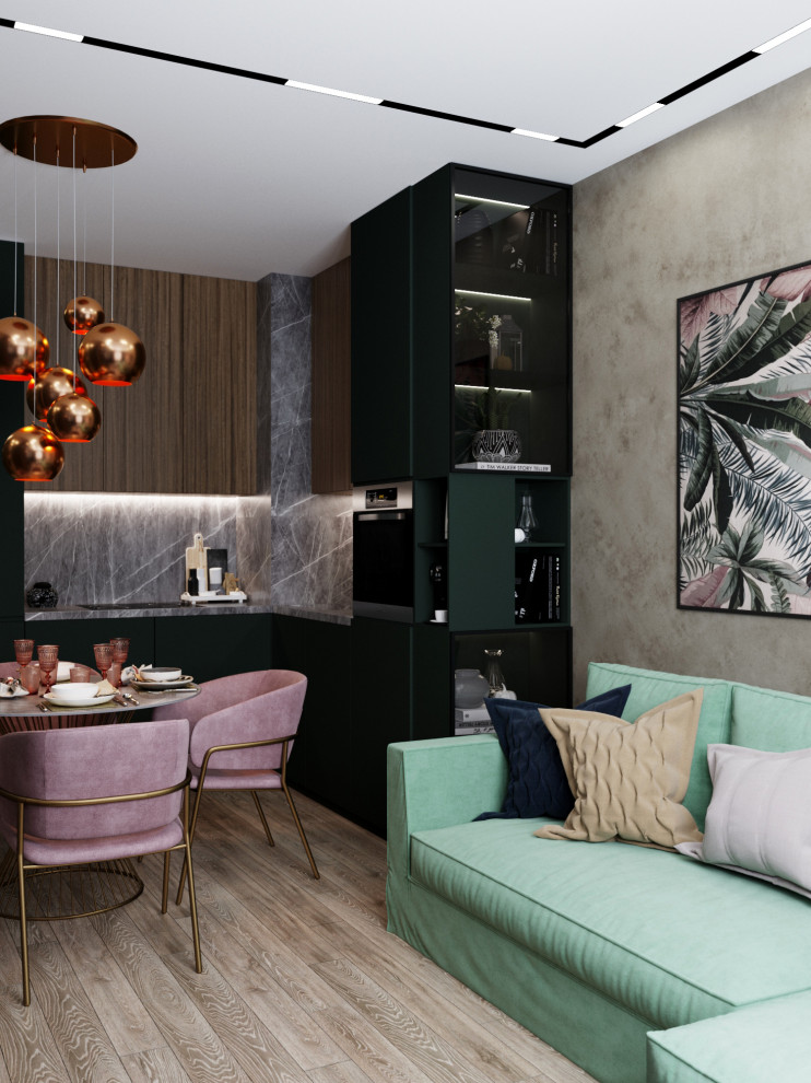 Маленькая квартира в зеленых тонах