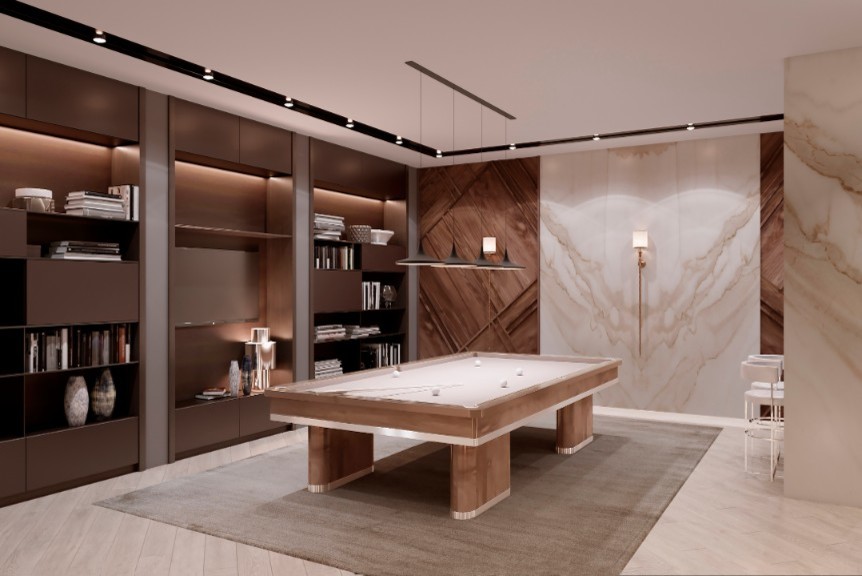 Современный интерьер загородного дома - бильярдная