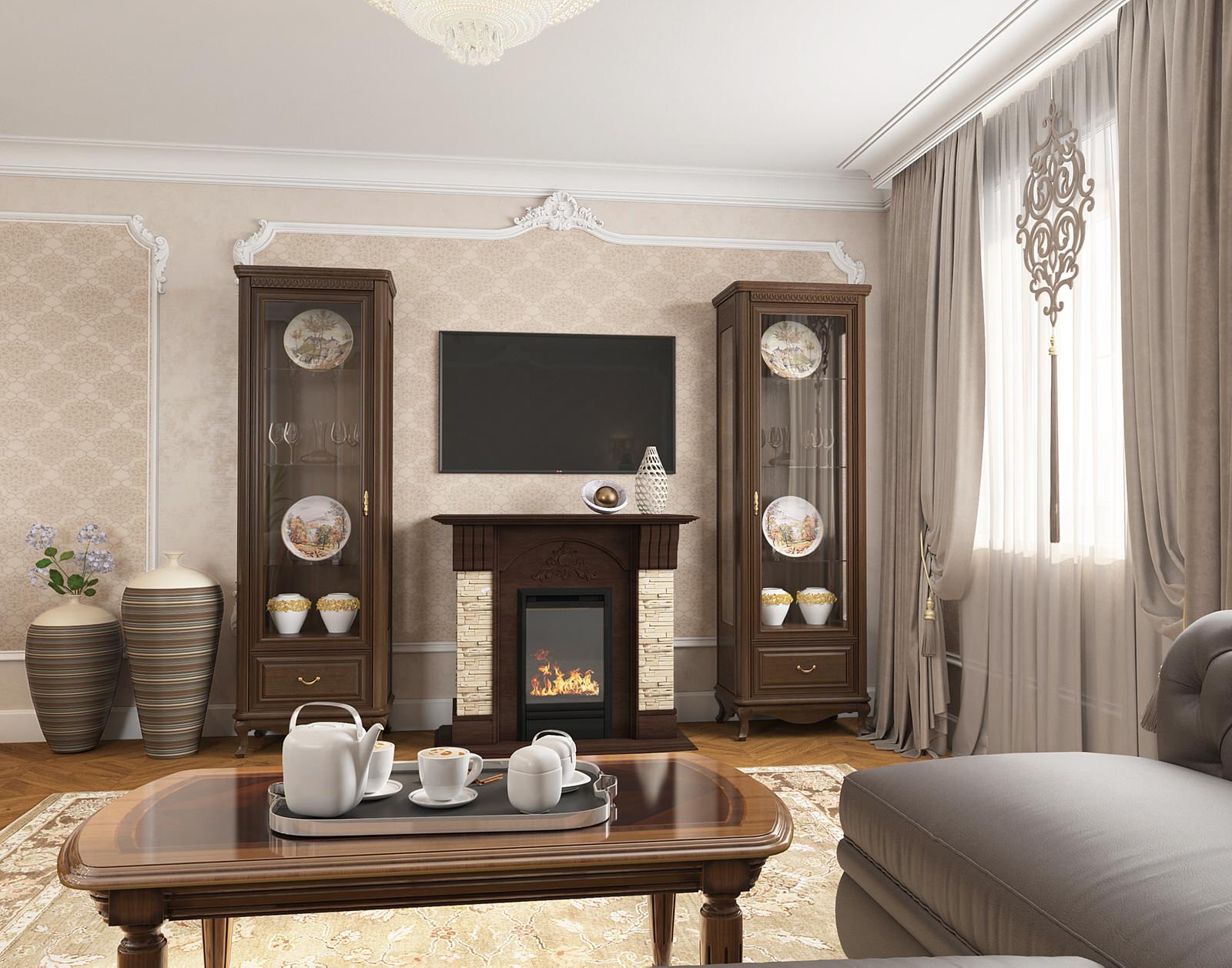 Дизайн-проект гостиной с элементами классики