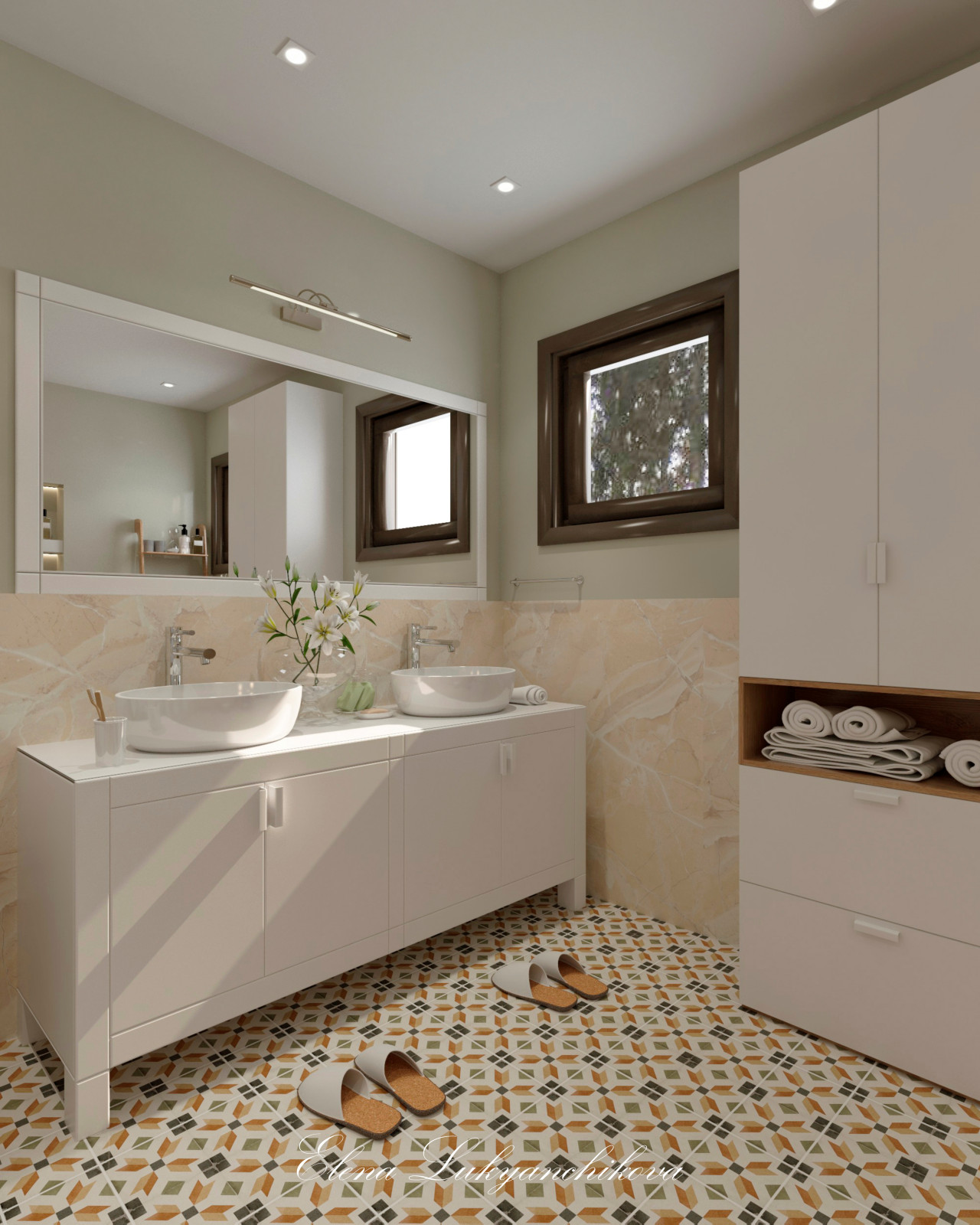 Интерьер душевой комнаты в доме из бруса ЛО, Ломоносовский р-н