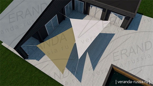 Стильный навес для летней террасы с бассейном