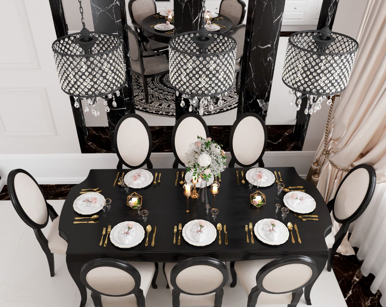 Загородный дом (кухня,гостиная) в стиле арт деко