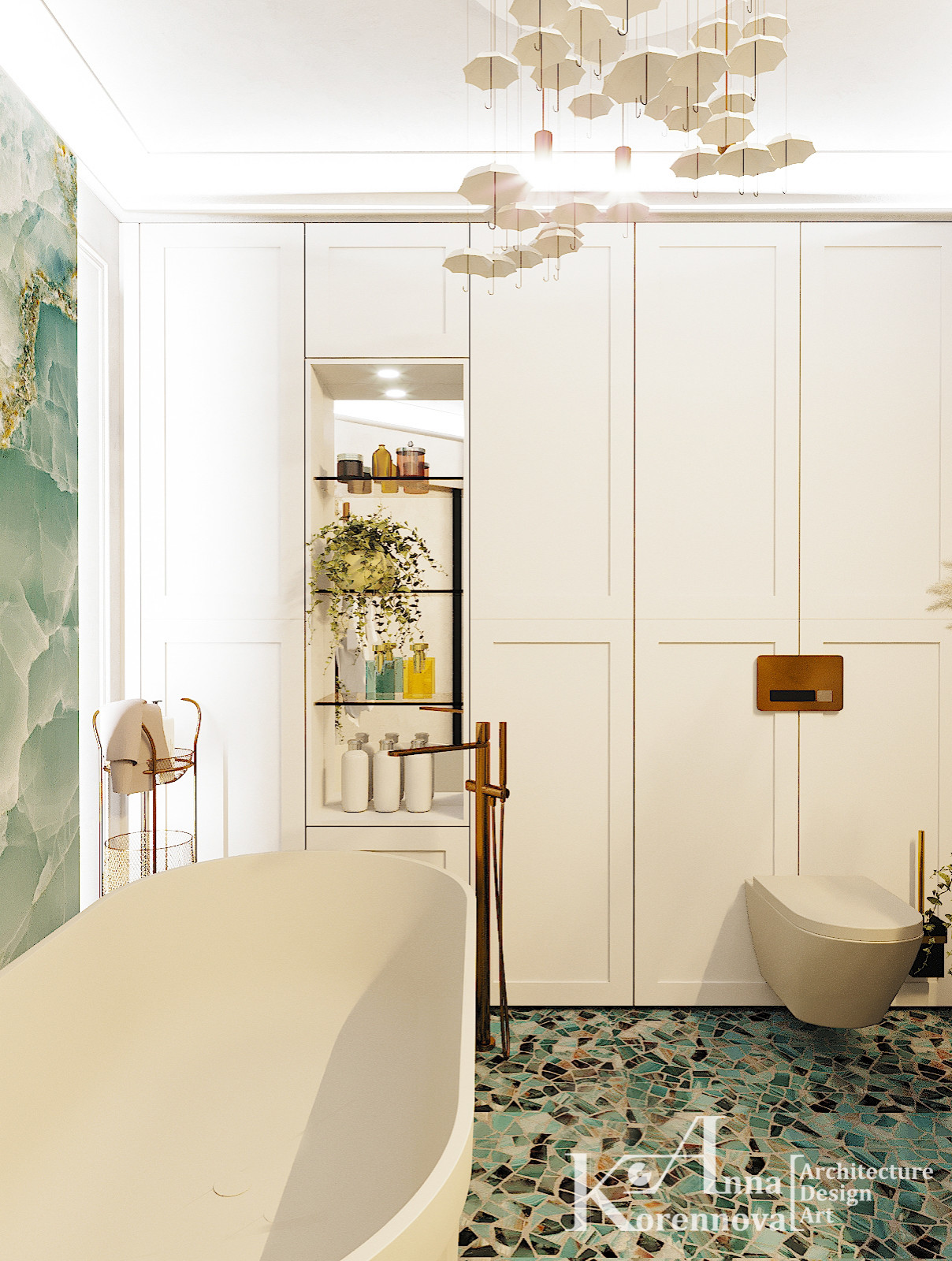 Ванная комната с молдингами