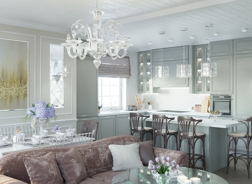 Дизайн интерьера кухни-гостиной, Воронеж