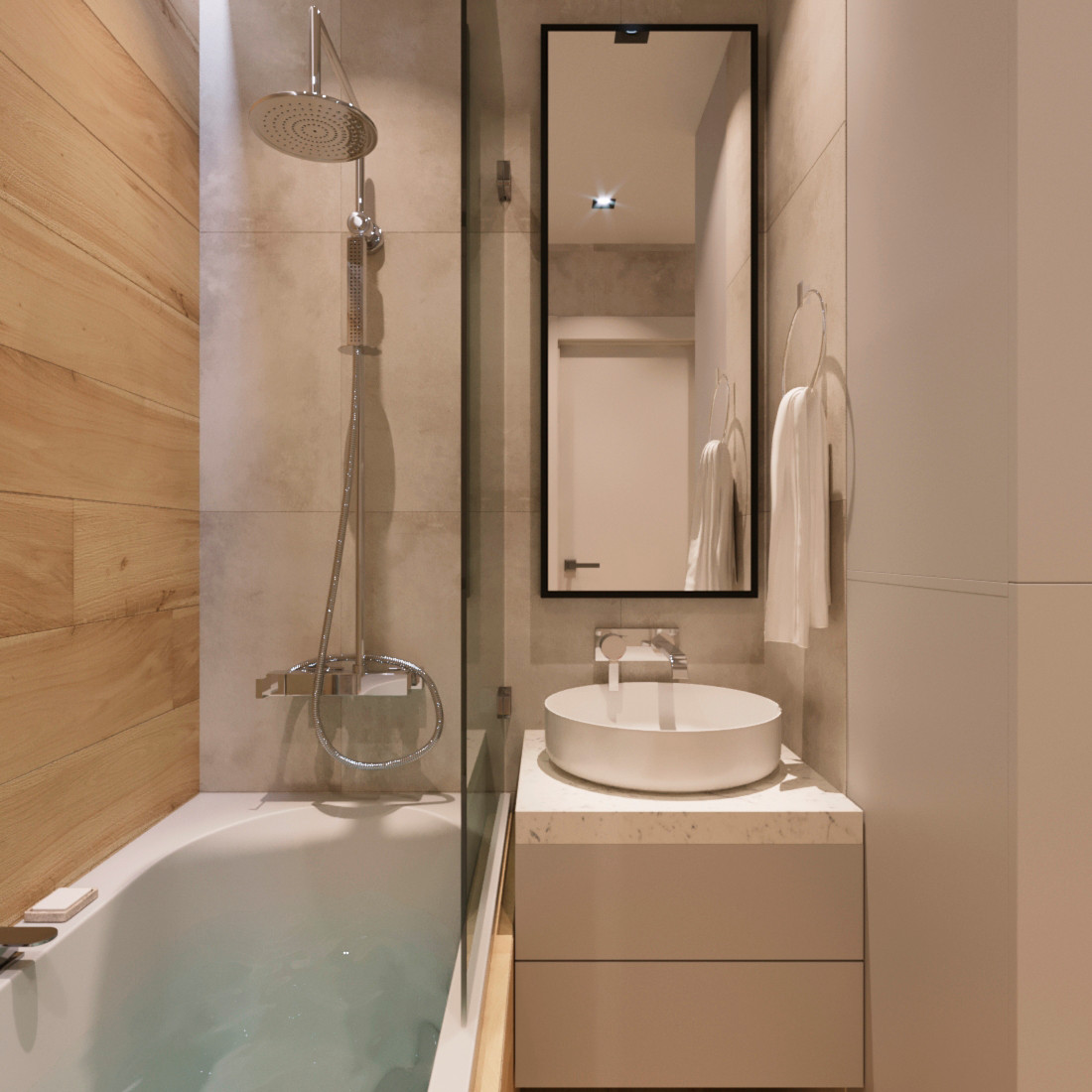 Ванная комната в теплой гамме