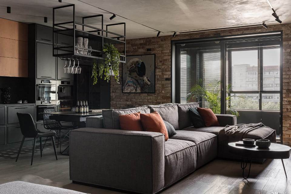 Гостиная  стиле лофт