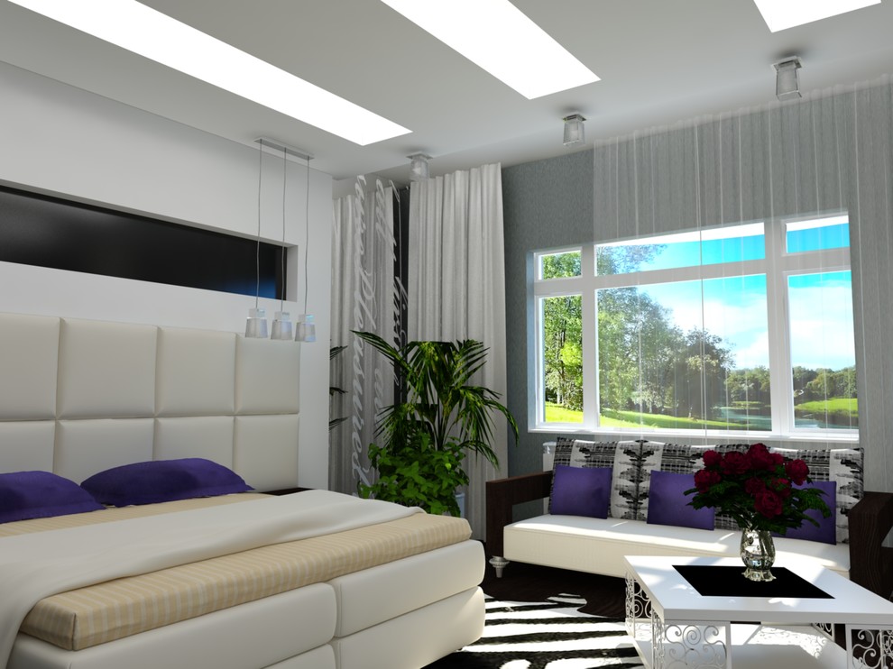 Интерьер загородного дома с красными акцентами