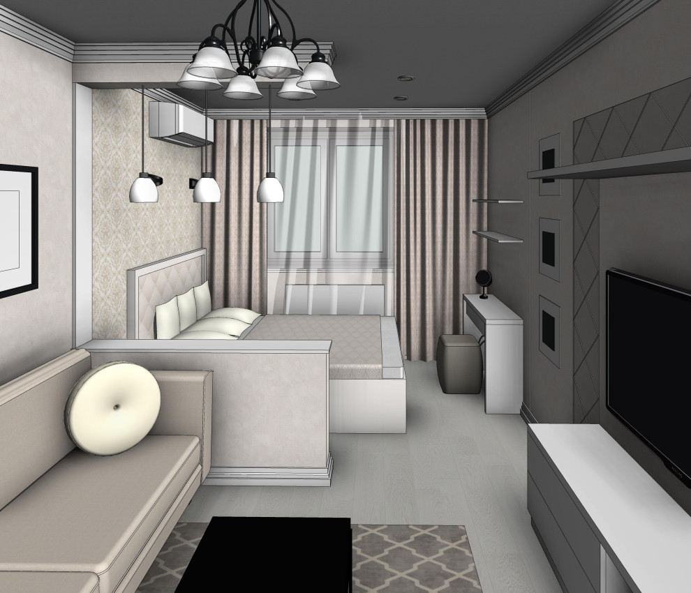 Обложка проекта: Эскизная визуализация проекта квартиры для молодой пары