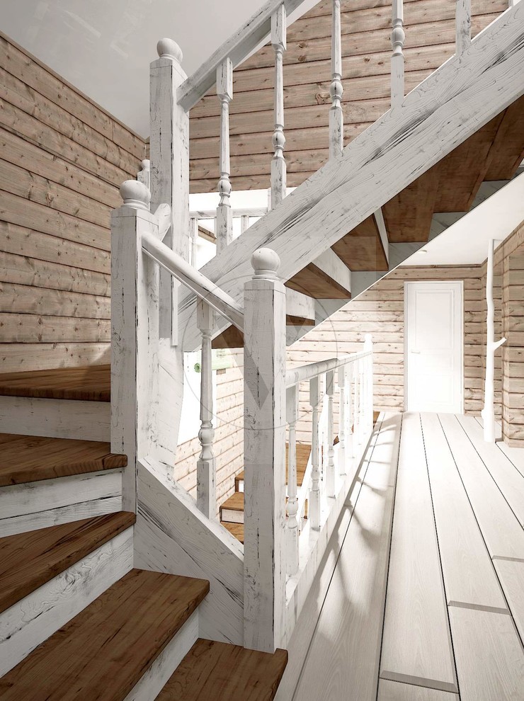 Светлая деревянная лестница