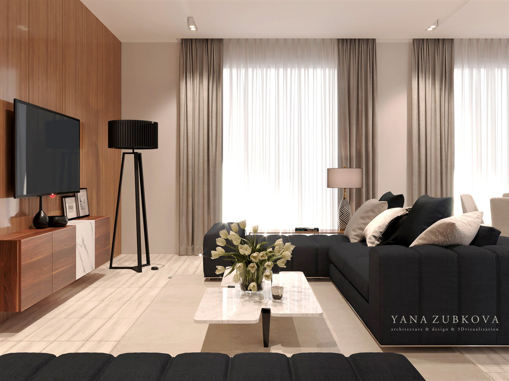 Дизайн кухни-гостиной