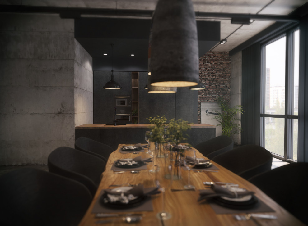 Легкий индустриальный лофт интерьер в «трешке».