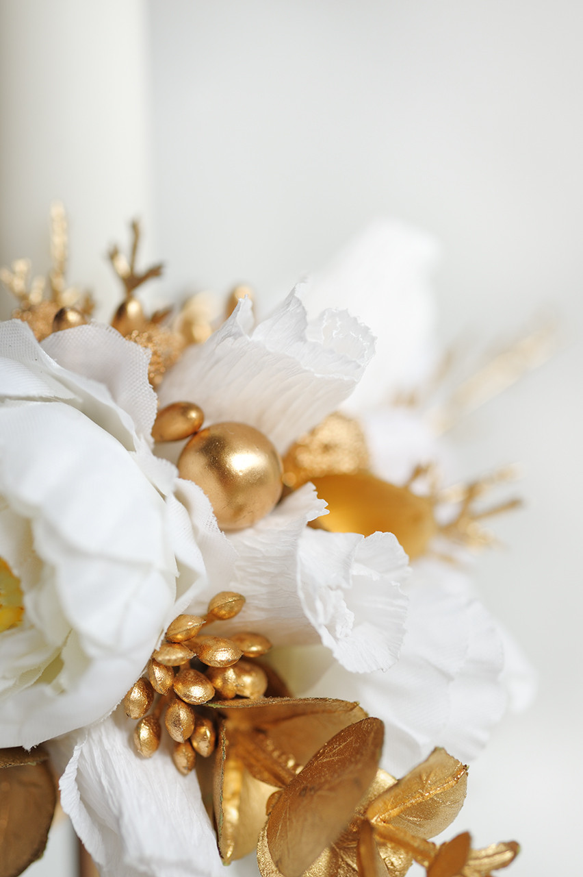 Набор высоких подсвечников с декором, цвет бело-золотой