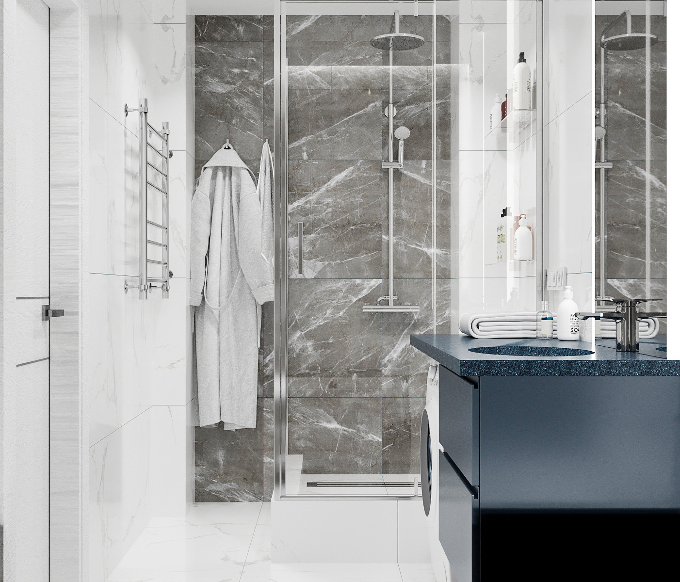 Трехкомнатная квартира в свежих оттенках