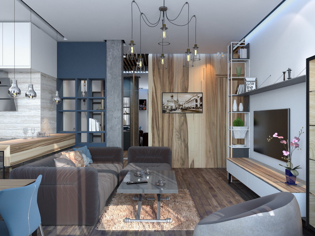 Гостиная с кухней