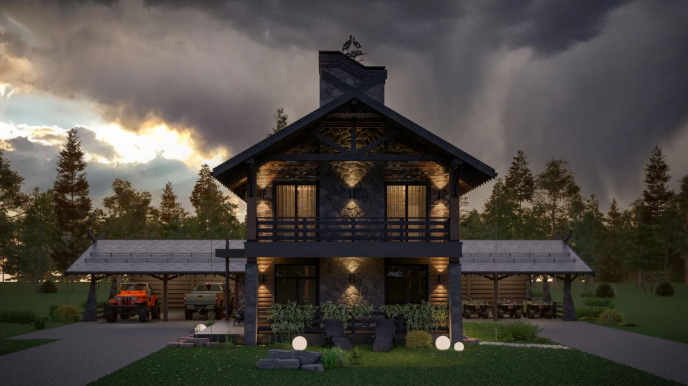 Дом с парилкой в стиле Шале