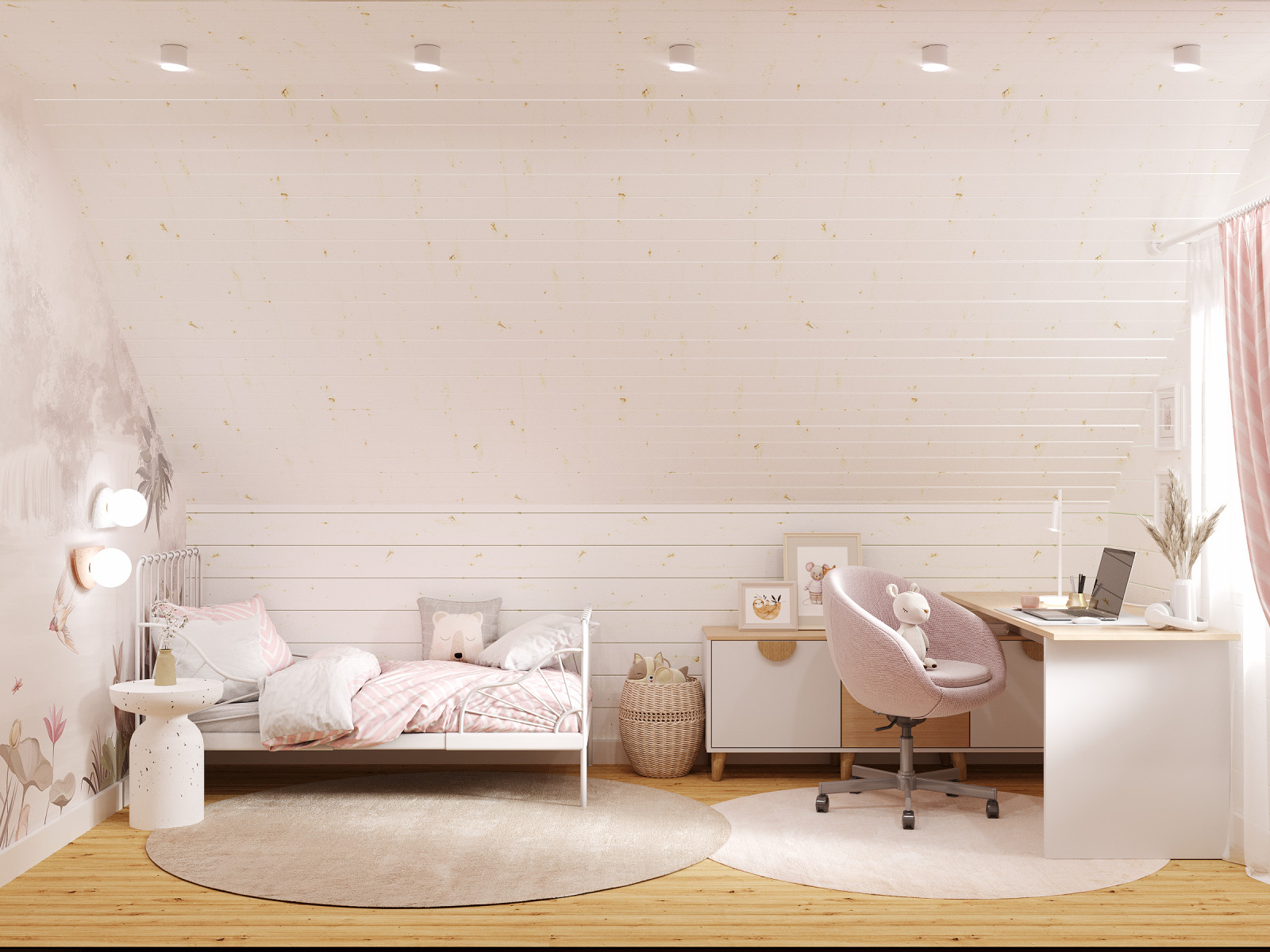 Дизайн 2го этажа в доме из бруса