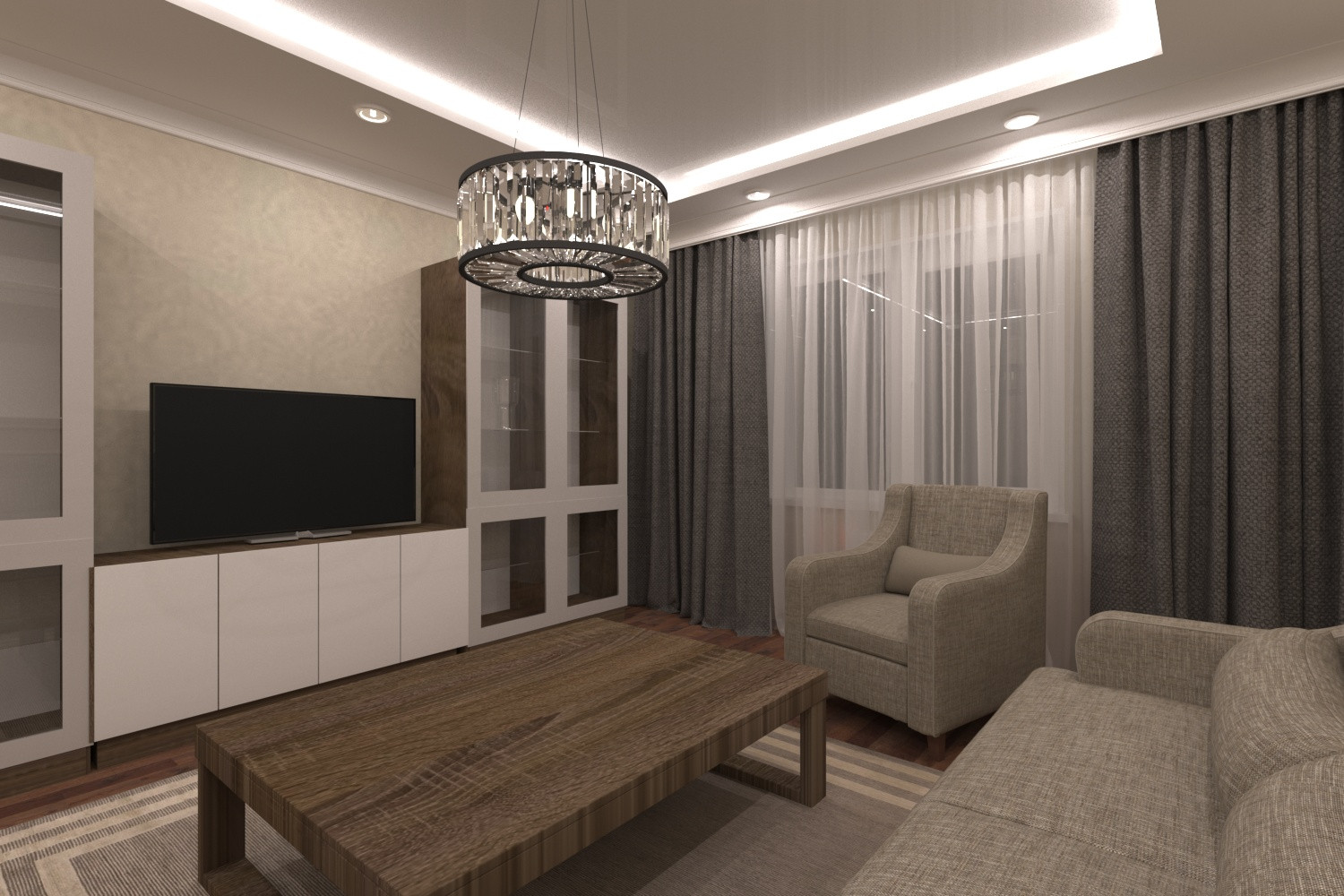 Гостиная и прихожая в неоклассике